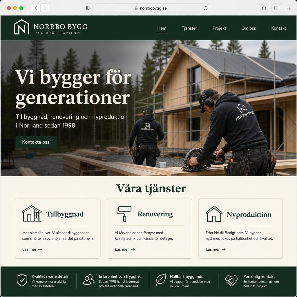 Webbplats för Norrbo Bygg